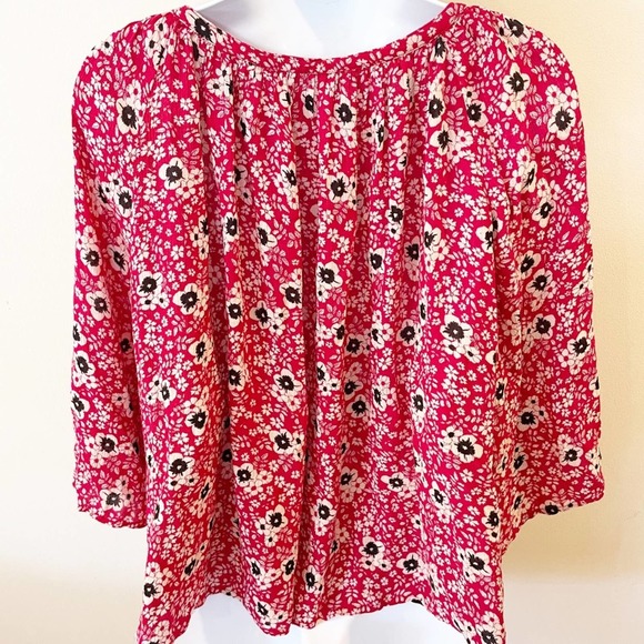 Zara Floral Print Kimono Sleeve Peasant Top XS - Picture 7 of 15